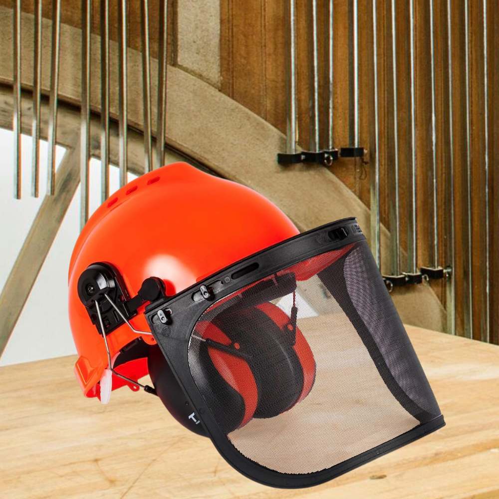 Industrial safety equipment including a helmet and ear defenders